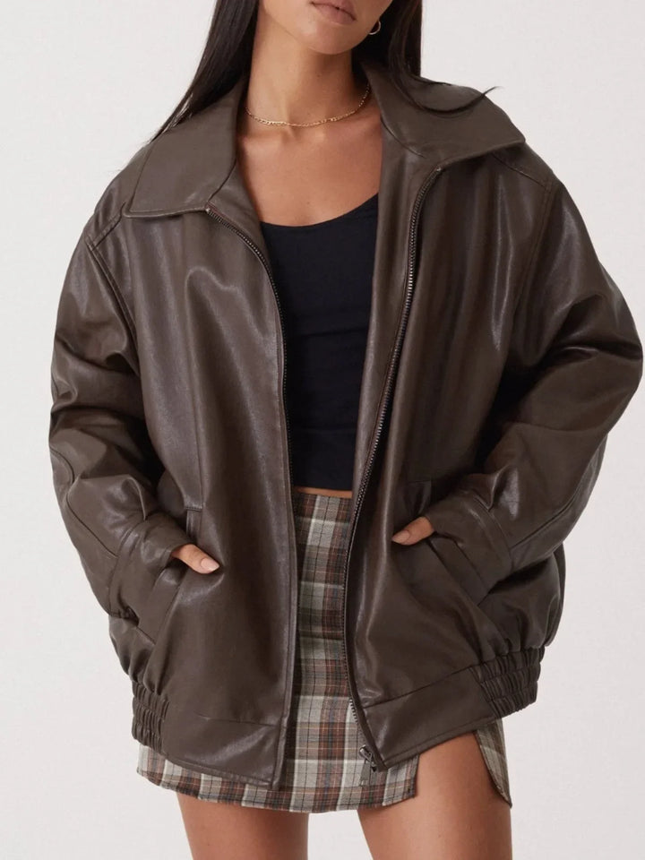 Lockere Jacke mit Reißverschluss und langen Ärmeln für Damen | Stilvoll