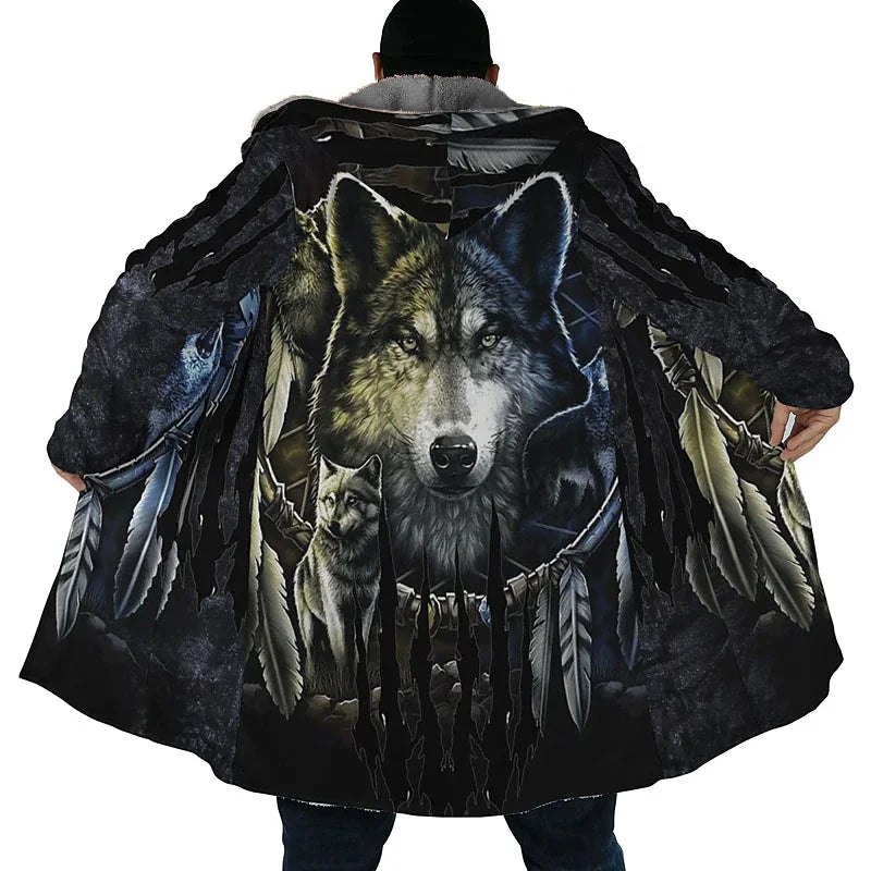 Herren-Winterjacke mit Wolf-3D-Print | Dick