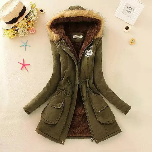 Damen Warme Winterparka-Jacke | Kapuze