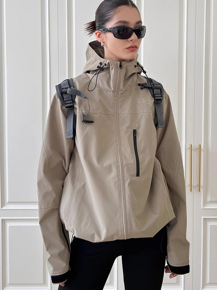 Damen Übergroße Windjacke mit Kapuze | Langarm