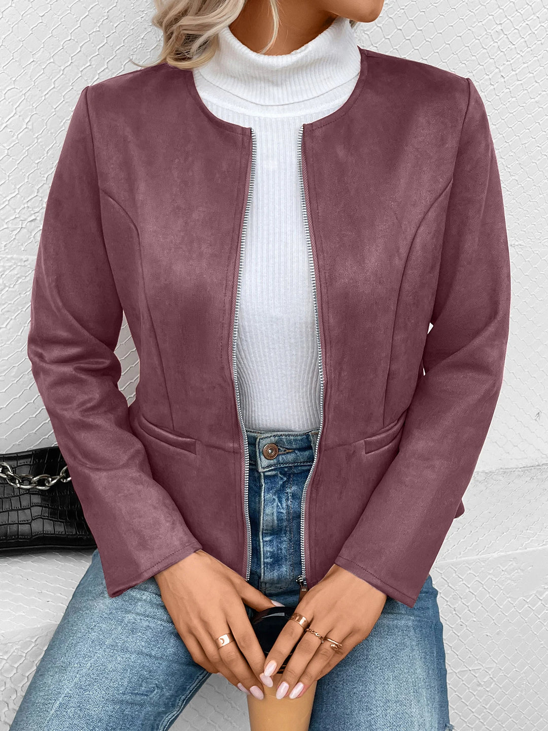 Damen Schlank Passform Übergangsjacke | Reißverschluss