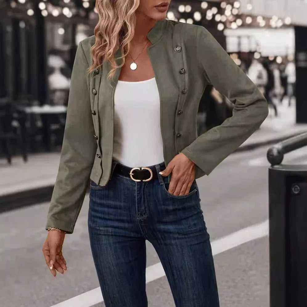 Damen Zweireihige Trendige Herbstjacke | Schlank Passform