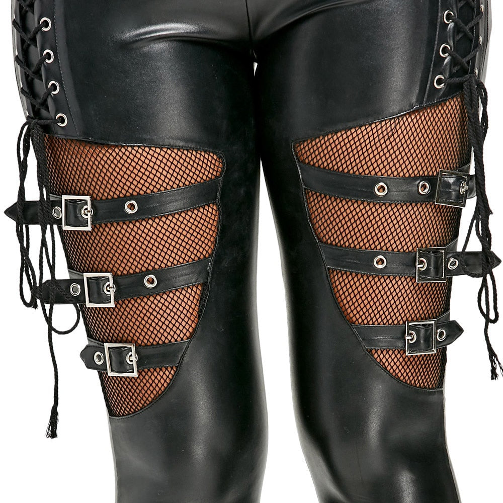 Stilvolle schwarze hose im lederlook für damen