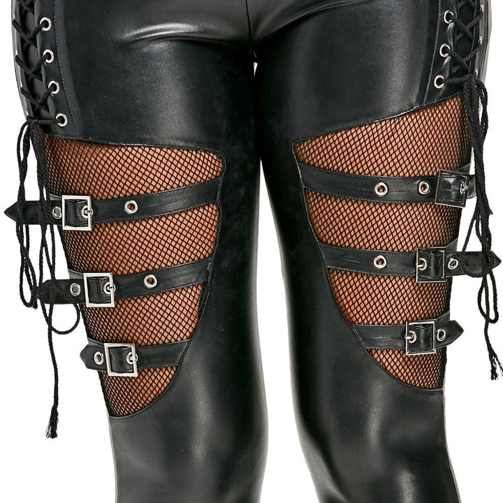 Stilvolle schwarze hose im lederlook für damen