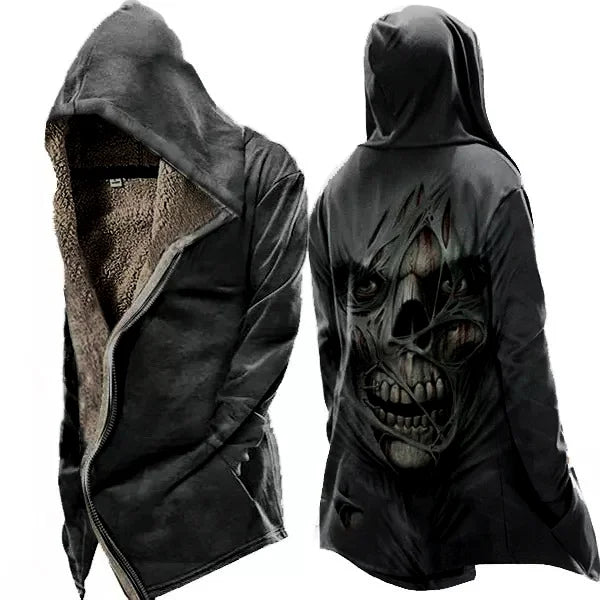 Herren Warme Skelett Fleecejacke | Kapuze