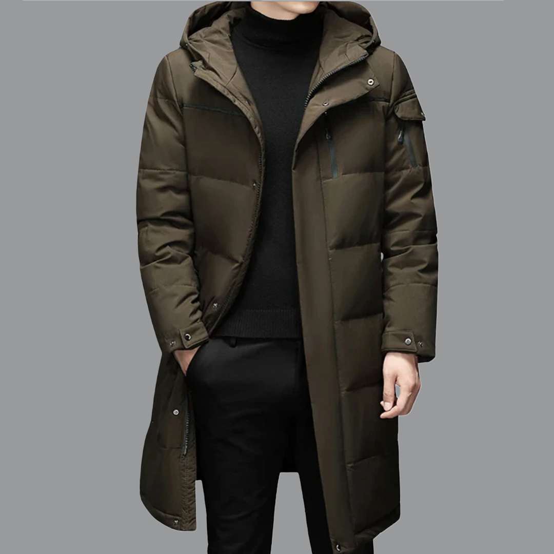 Herren Puffer Daunen Kapuze Jacke | Lange