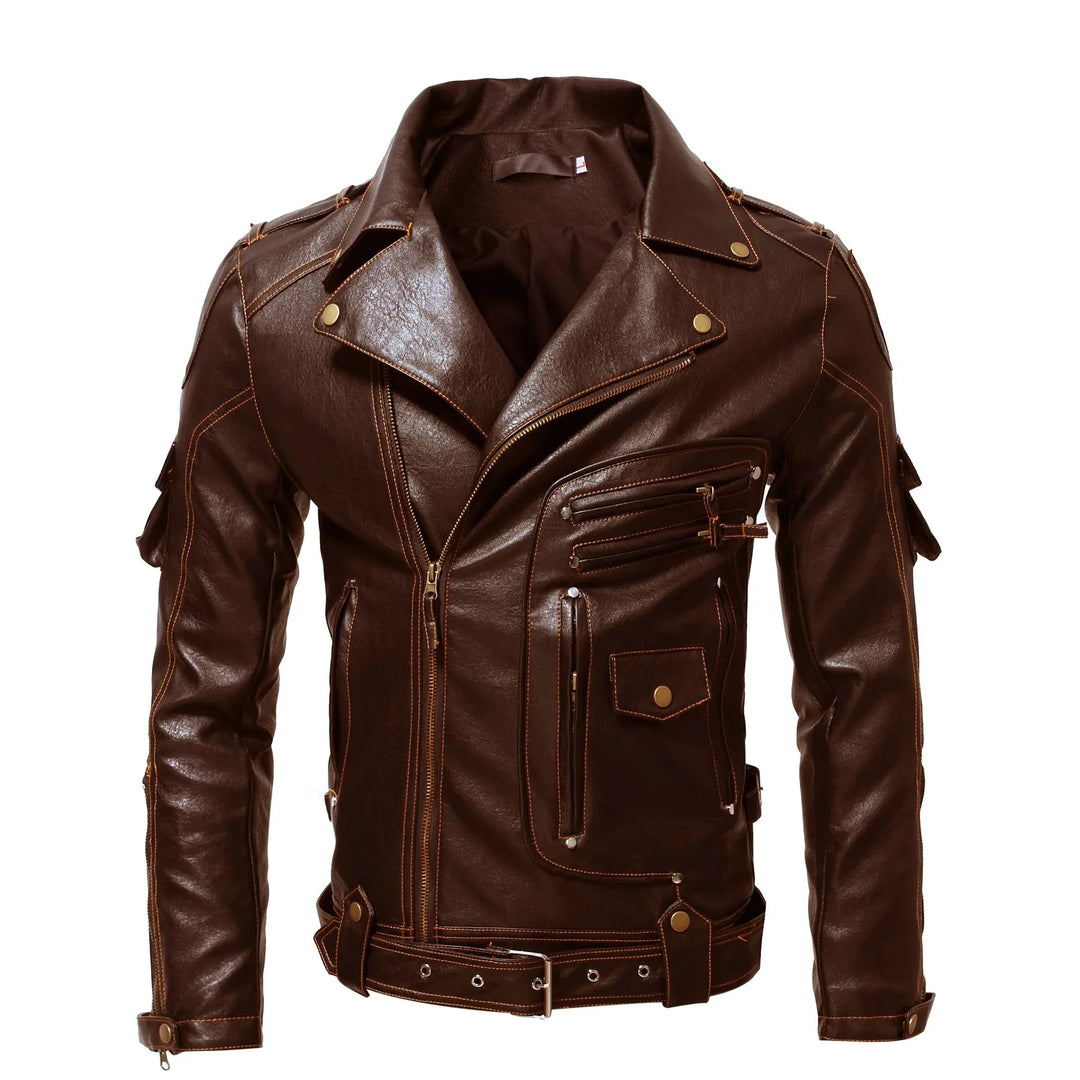 Herren-Bikerjacke mit Reißverschluss | Mehrere Taschen