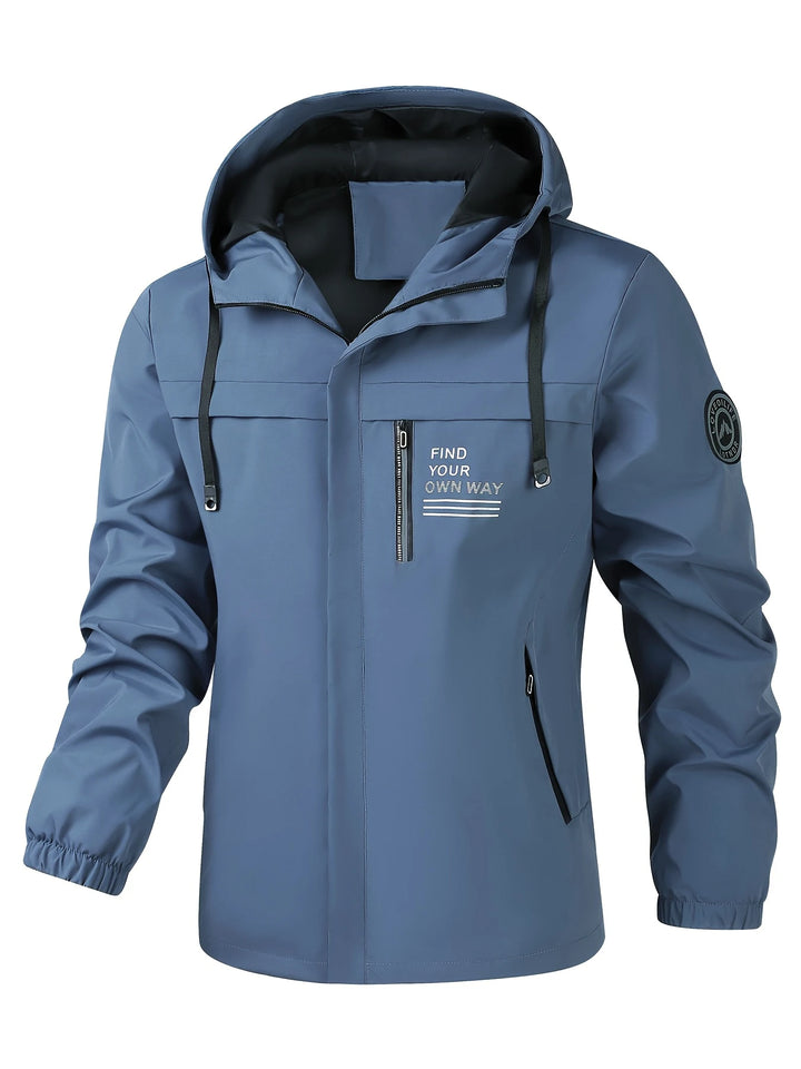 Herren-Freizeit Windjacke mit gerippten Ärmeln | Kapuze