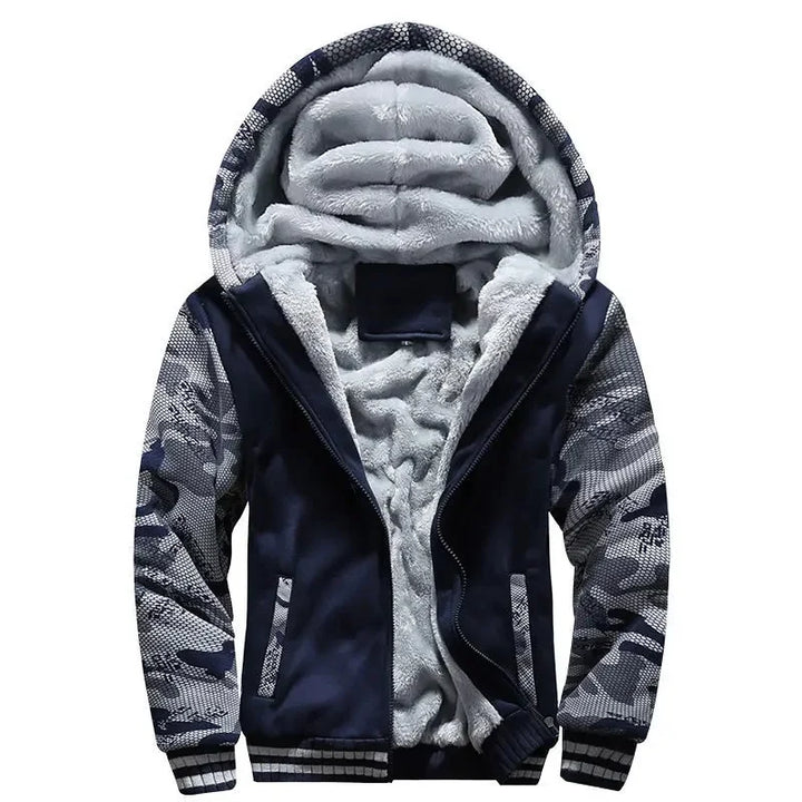 Dicke Fleece Steppjacke mit Kapuze für Herren | Funktional