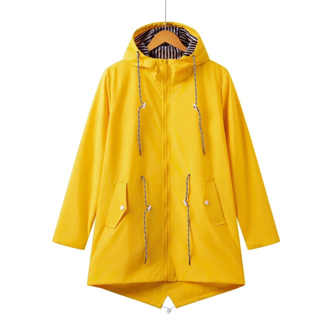 Modisch Wasserdichte Regenjacke für Damen mit Kapuze | Schlichte