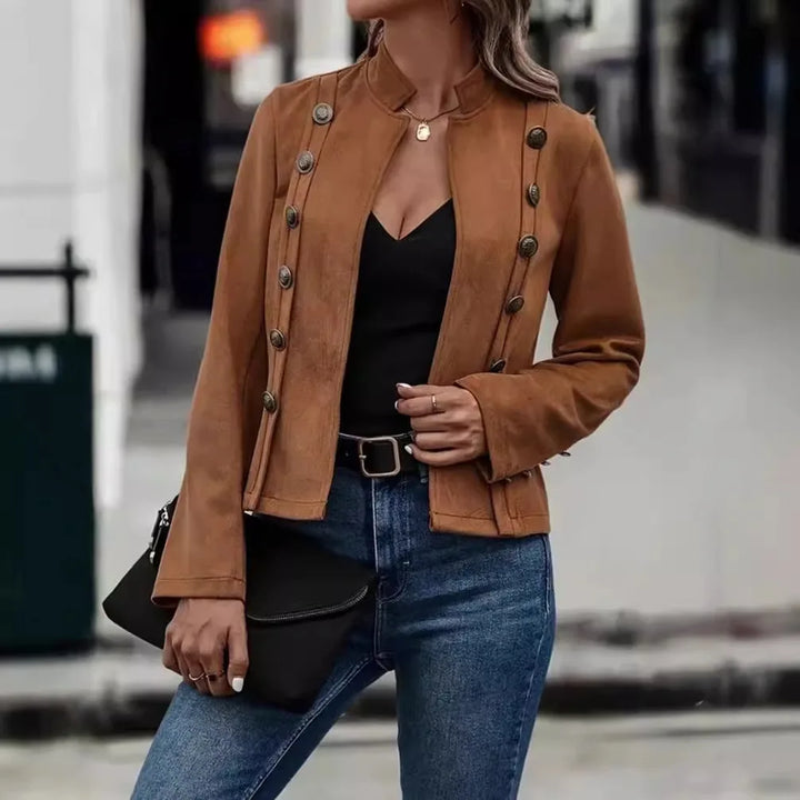 Damen Zweireihige Trendige Herbstjacke | Schlank Passform