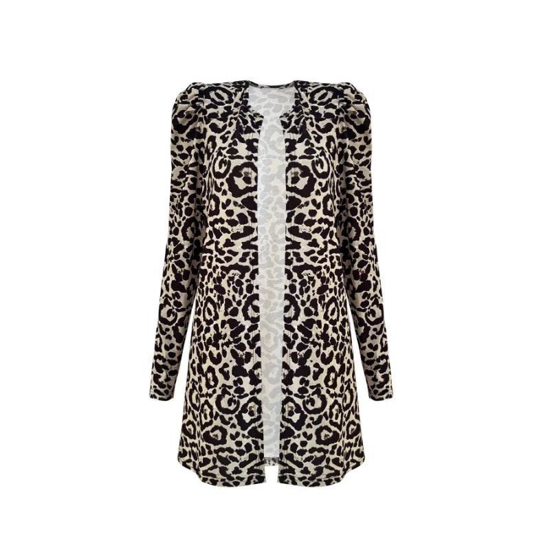 Damen Schlank Passform Jacke mit Leopardenmuster | Reißverschluss