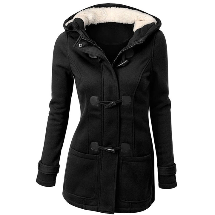 Damen Warme Mantel mit Kapuze | Fronttaschen