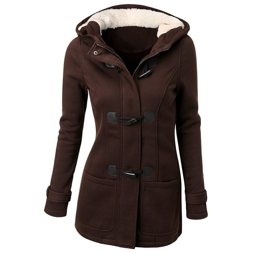Damen Warme Mantel mit Kapuze | Fronttaschen
