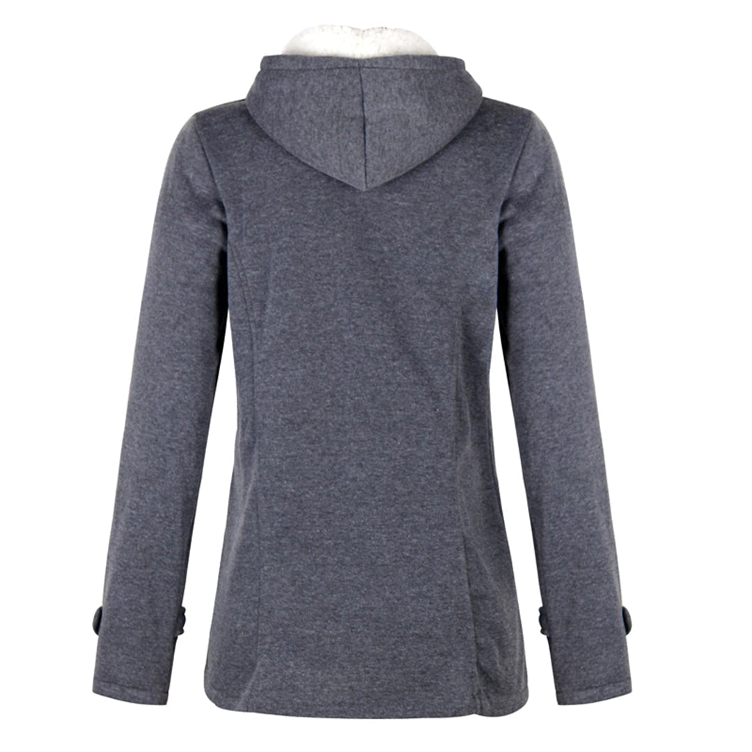 Damen Warme Mantel mit Kapuze | Fronttaschen