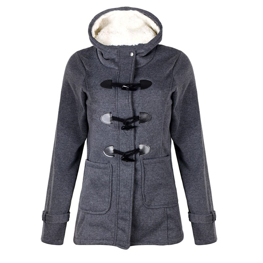 Damen Warme Mantel mit Kapuze | Fronttaschen