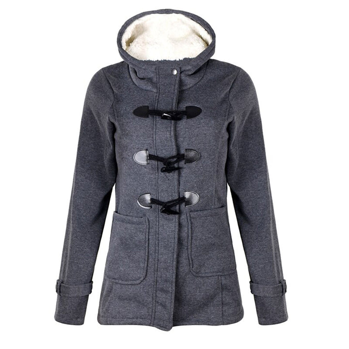 Damen Warme Mantel mit Kapuze | Fronttaschen