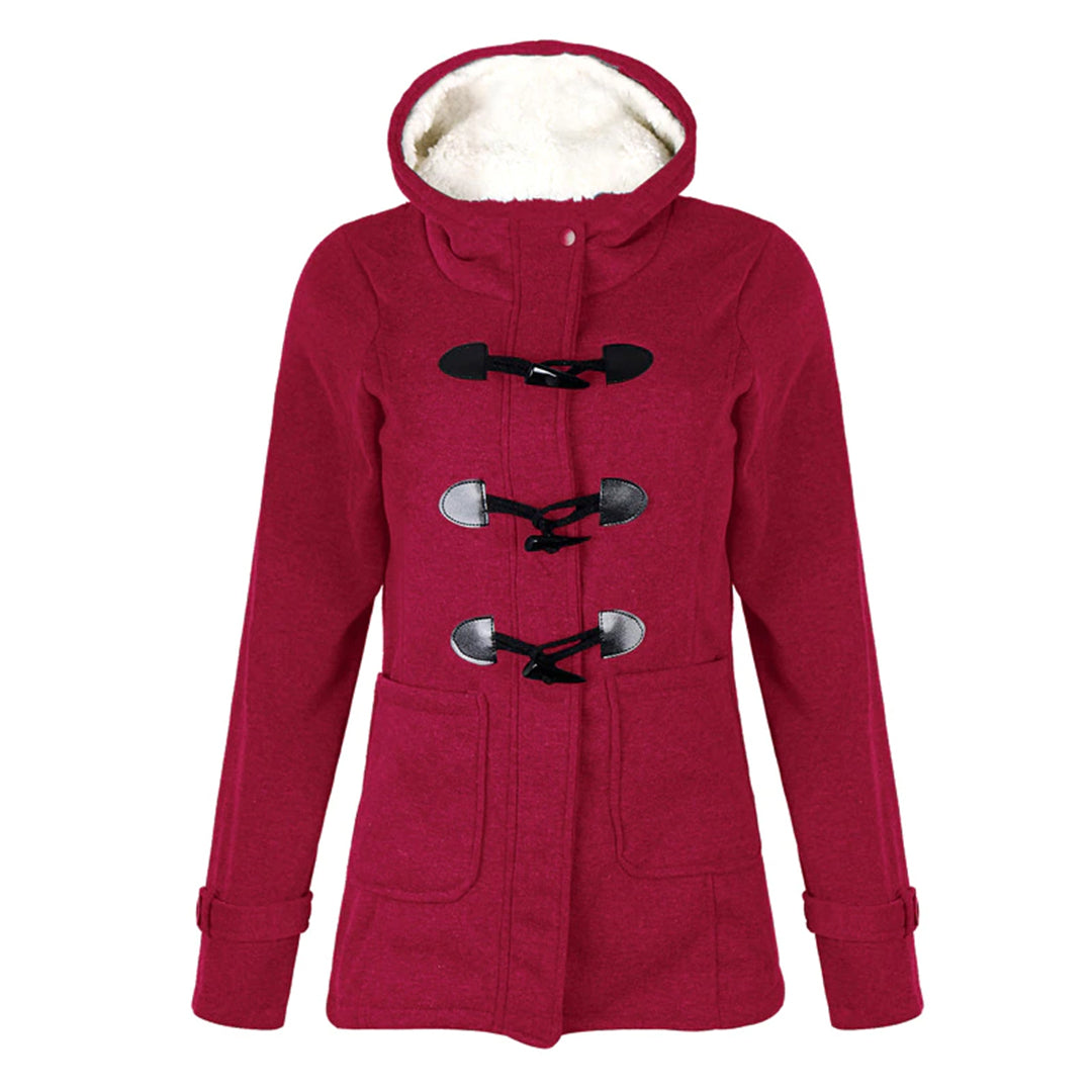 Damen Warme Mantel mit Kapuze | Fronttaschen