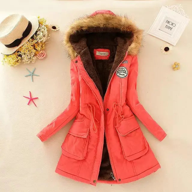 Damen Warme Winterparka-Jacke | Kapuze