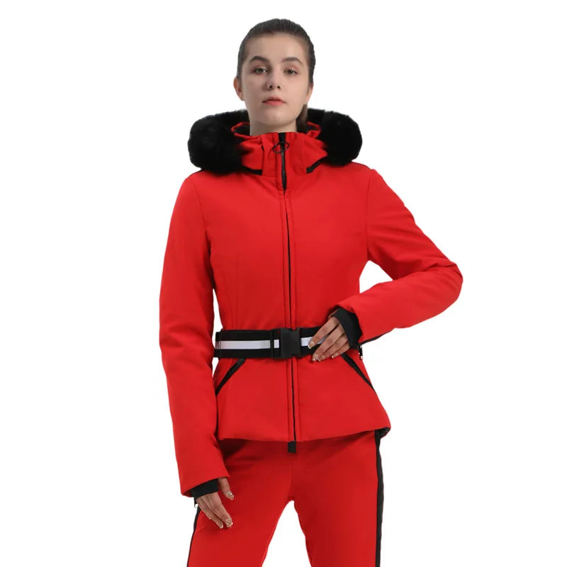 Strukturiert Ski jacke mit Kapuze für Damen | Praktisch