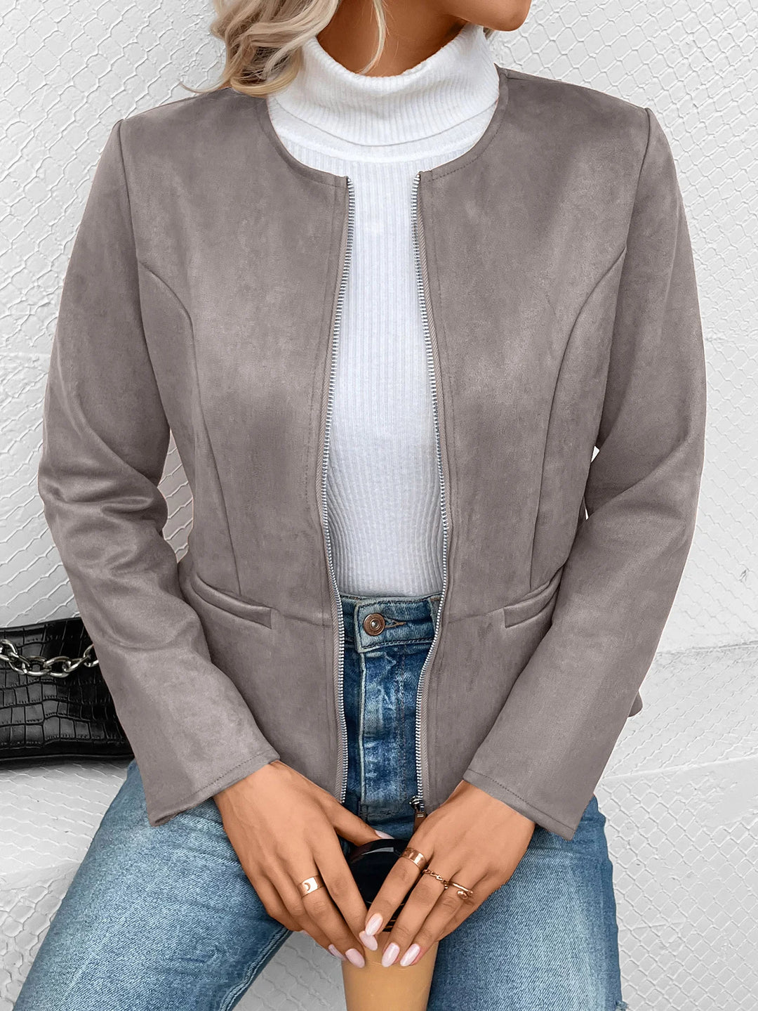 Damen Schlank Passform Übergangsjacke | Reißverschluss