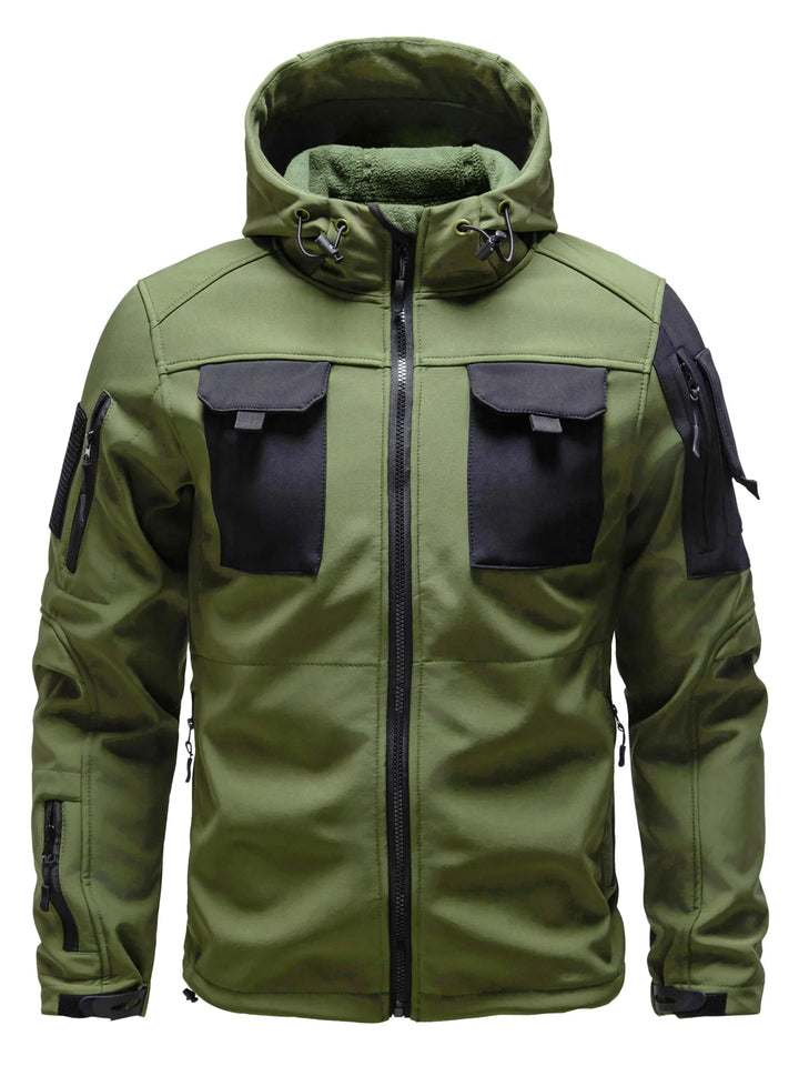 Softshell Jacke mehreren Taschen für Herren | Kapuze