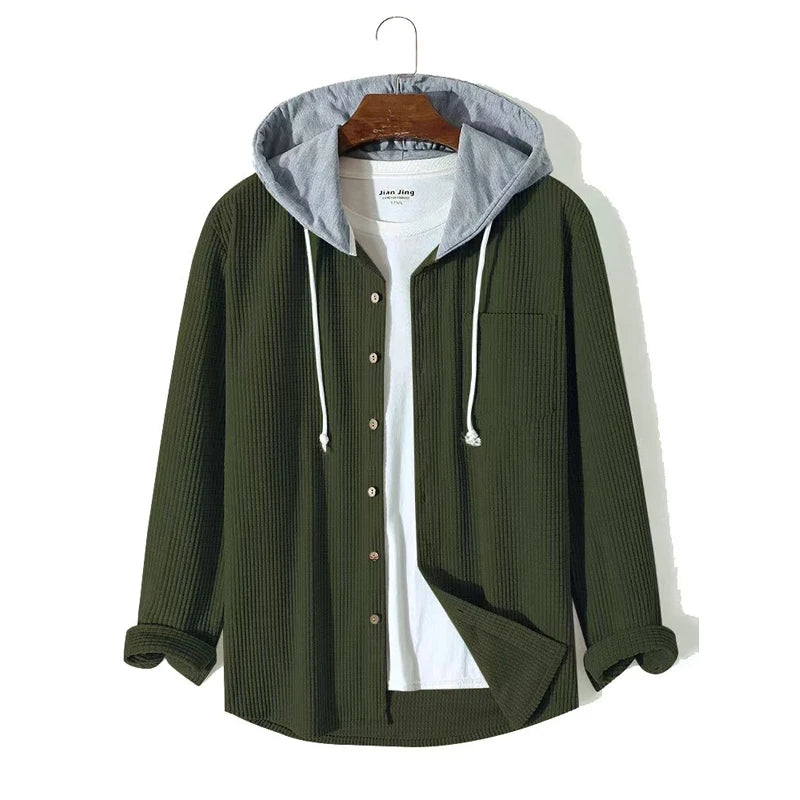 Herren Cord Jacke mit Knopfleiste | Kapuze