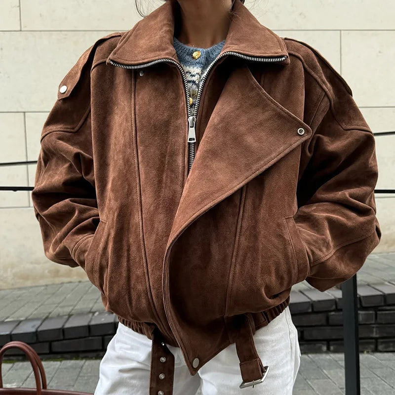 Damen Übergroß-Jacke mit Reißverschluss | Weinlese