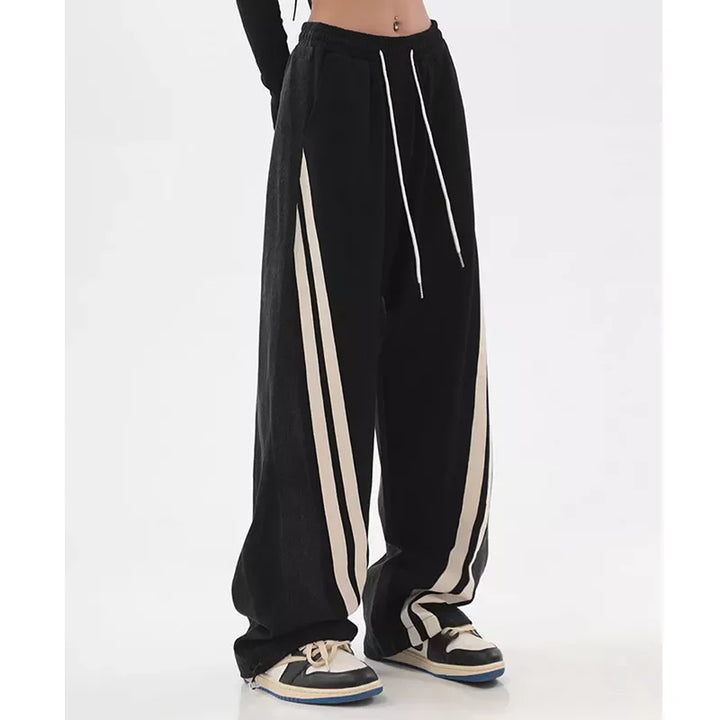 Stylische lockere Sweathose mit hoher Taille und weiten Beinen für Damen
