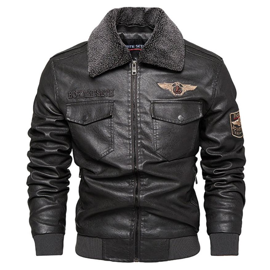 Herren Biker Jacke mit Reißverschluss | Fronttaschen