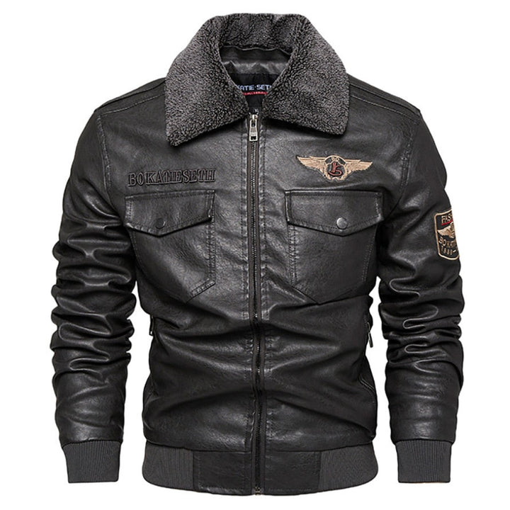 Herren Biker Jacke mit Reißverschluss | Fronttaschen