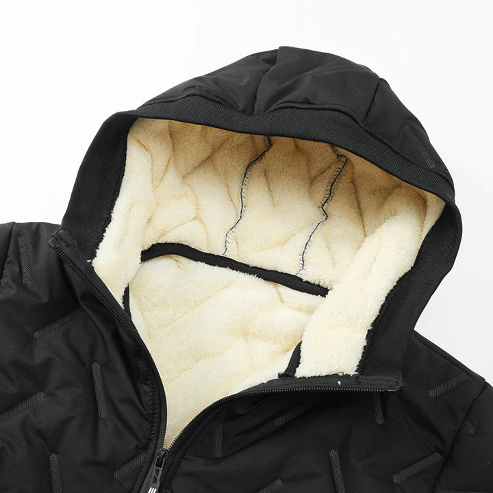 Winddichte Fleece Steppjacke mit Kapuze für Herren | Lässig