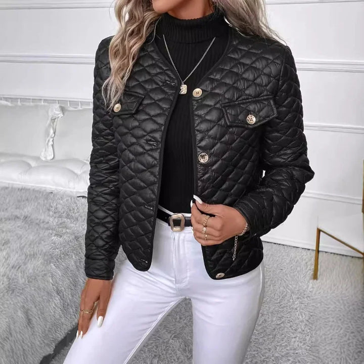 Damen Pufferjacke mit Fronttaschen | Knopfleiste