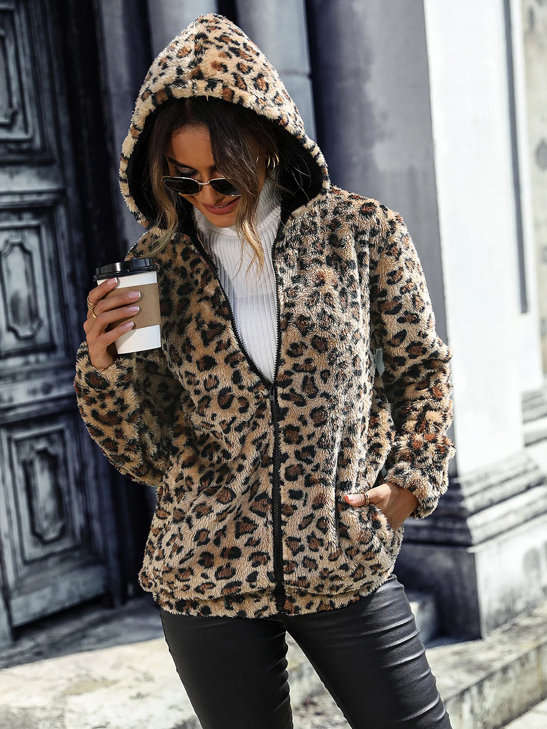 Fleece Jacke für Damen mit Leoparden-Print | Moderne