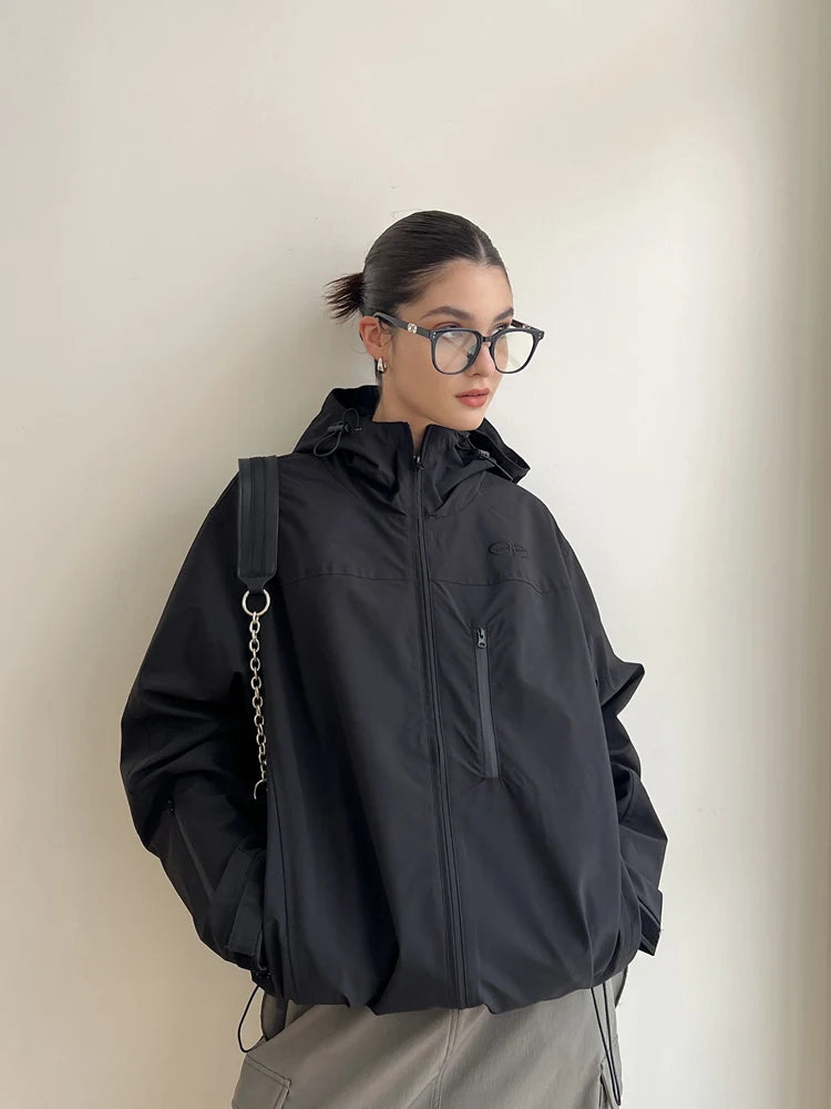 Damen Übergroße Windjacke mit Kapuze | Langarm