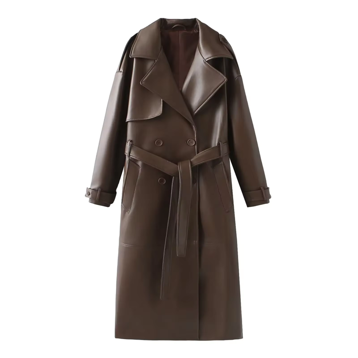 Damen Lange Weinlese Trench Coat | Gürtel