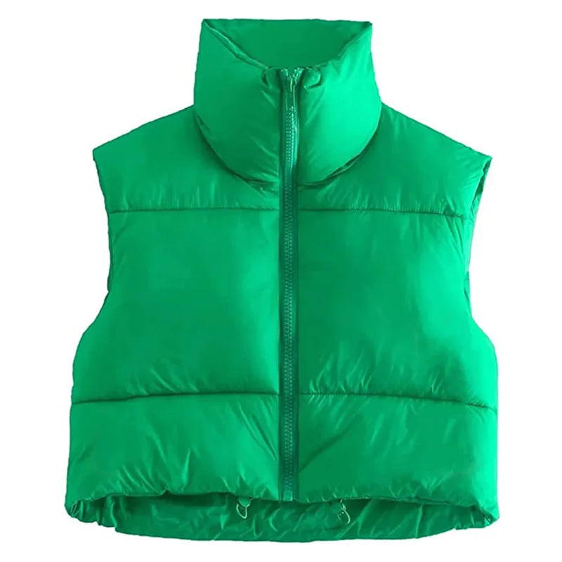 Damen Kurz Puffer Weste | Reißverschluss