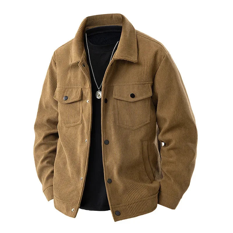 Herren Knopf Daunen Cord Jacke | Lässig