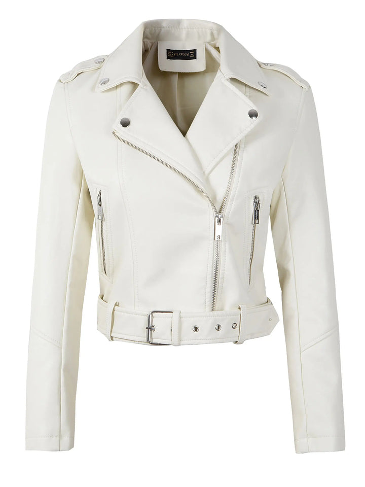 Bikerjacke mit Gürtel und Reißverschlüssen für Damen | Vielseitig