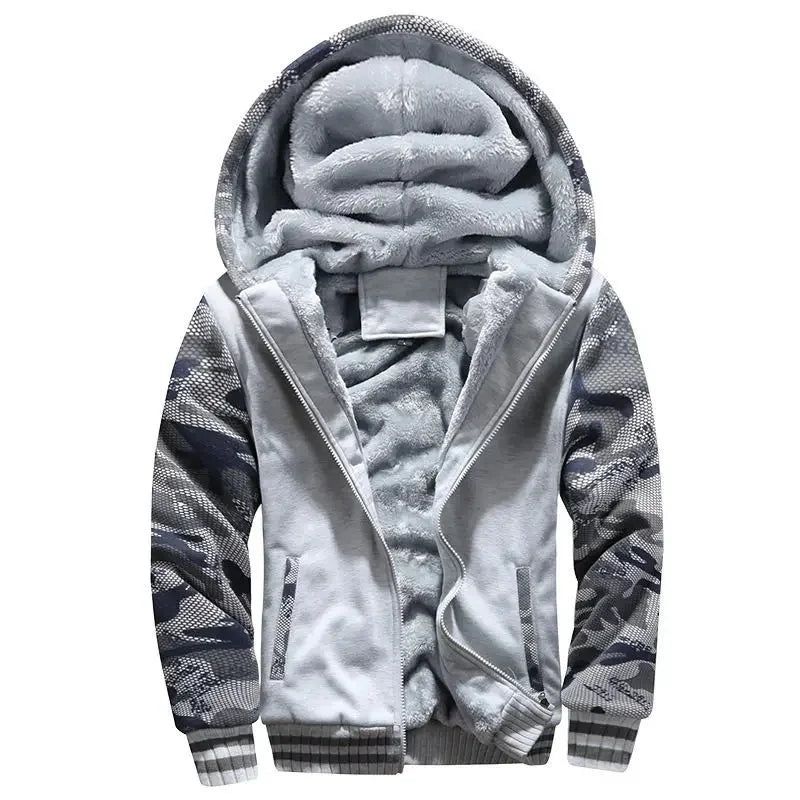 Dicke Fleece Steppjacke mit Kapuze für Herren | Funktional
