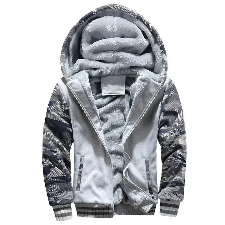 Dicke Fleece Steppjacke mit Kapuze für Herren | Funktional