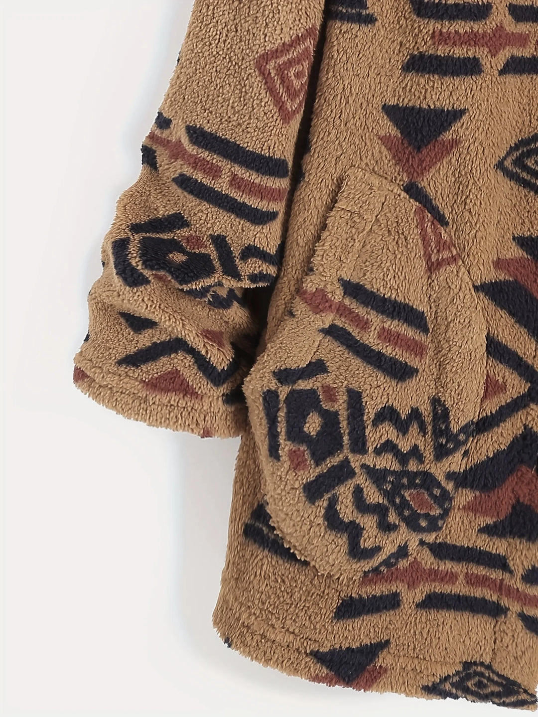 Fleece Jacke mit Azteken-Muster für Damen | Lang
