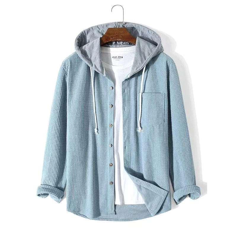 Herren Cord Jacke mit Knopfleiste | Kapuze