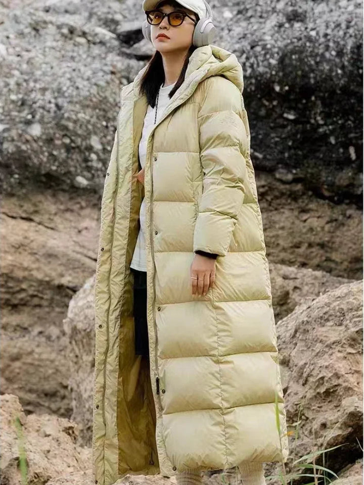 Lässige Winter jacke lang mit Kapuze für Damen | Zeitlos