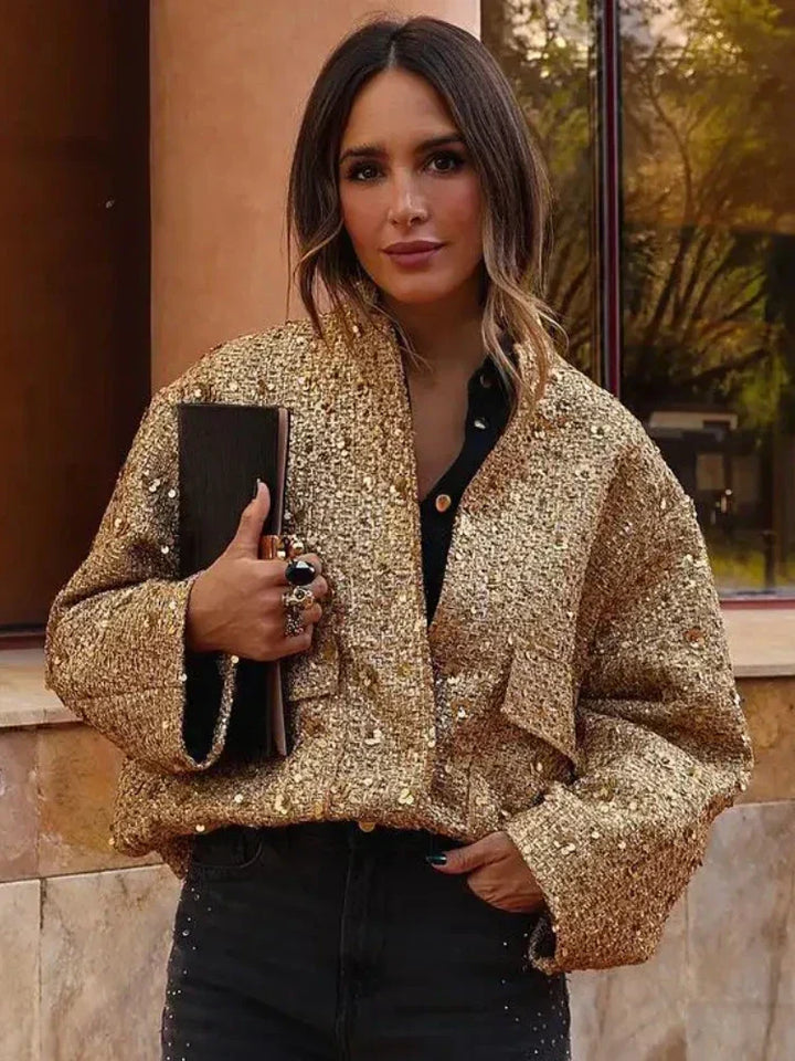 Pailletten-Bomberjacke für Damen | Modisch