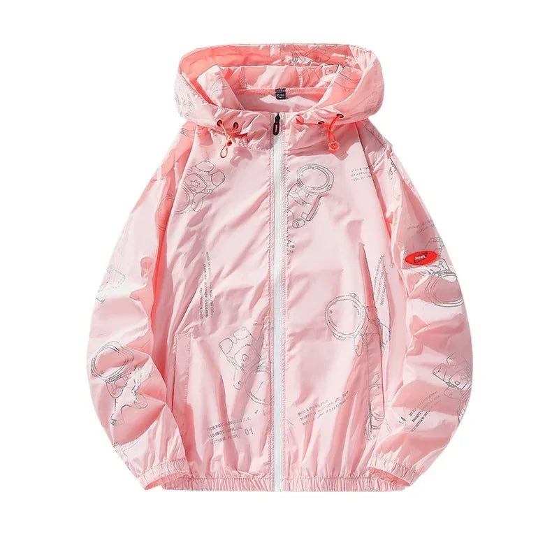 Unisex-Windjacke mit gerippten Ärmeln und langen Ärmeln | Kapuze
