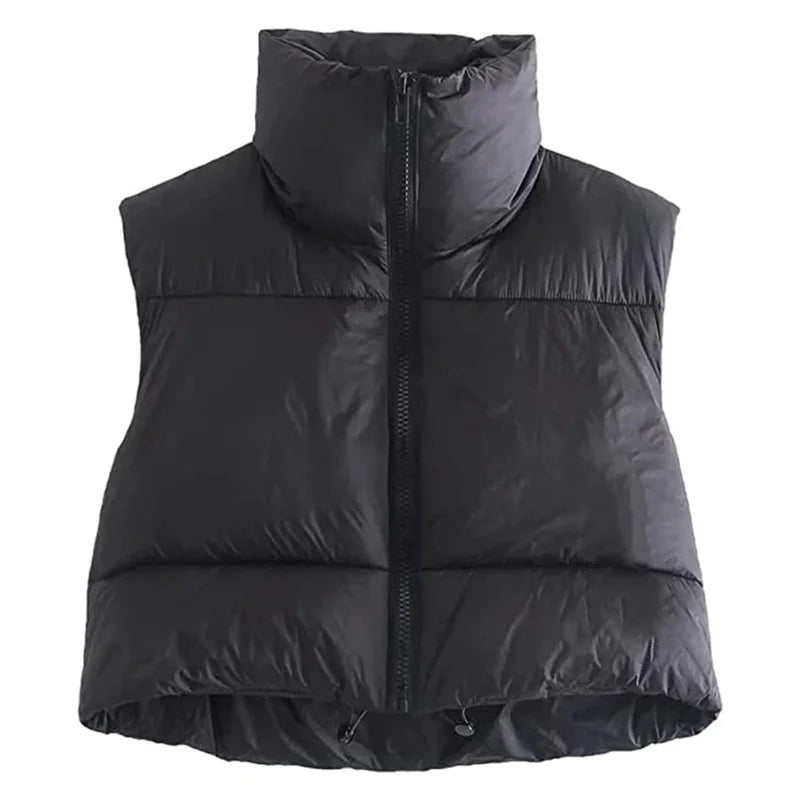 Damen Kurz Puffer Weste | Reißverschluss