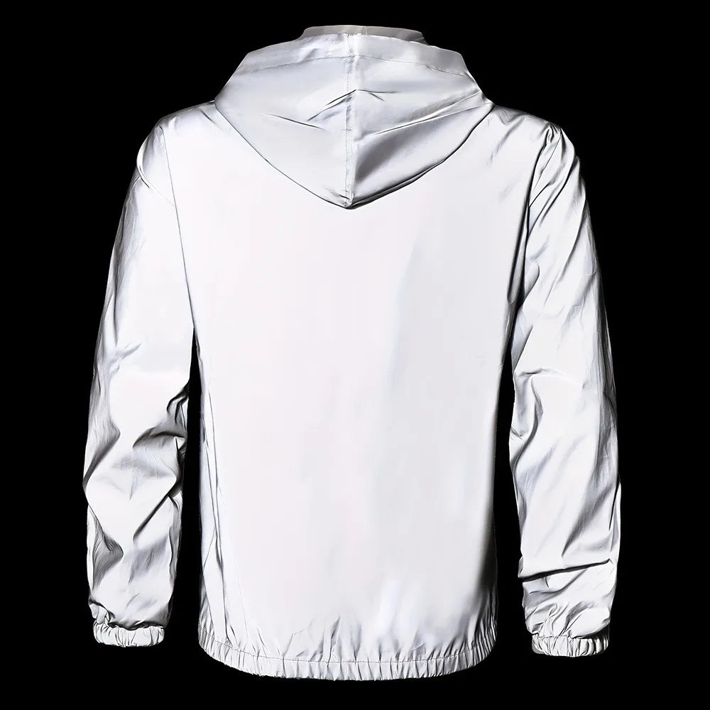 Herren Reflektierende Windjacke mit Kapuze | Gerippte Bündchen