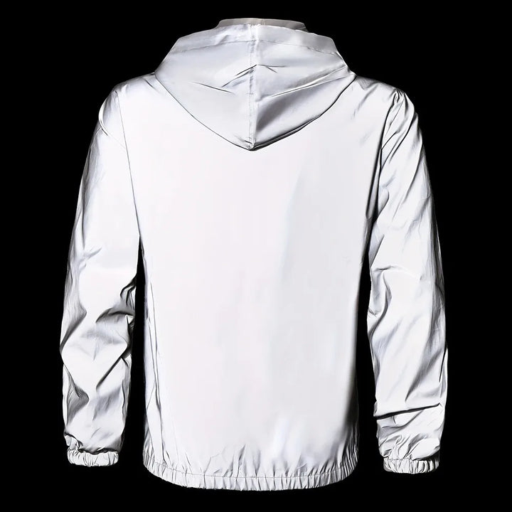 Herren Reflektierende Windjacke mit Kapuze | Gerippte Bündchen