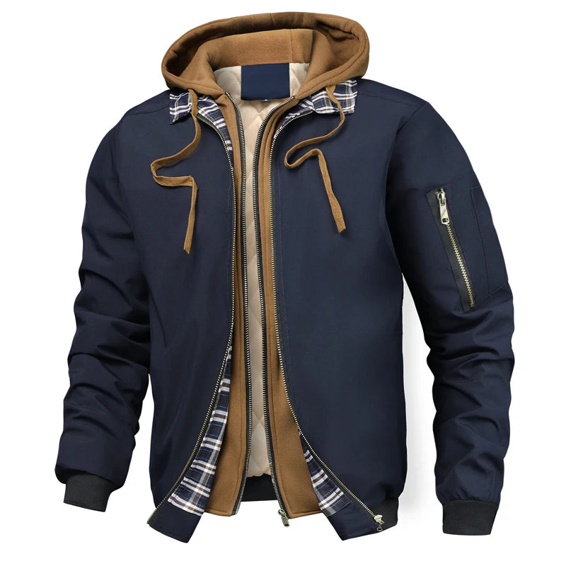 Herren Warme Dick Bomber Herbst jacke | Kapuze